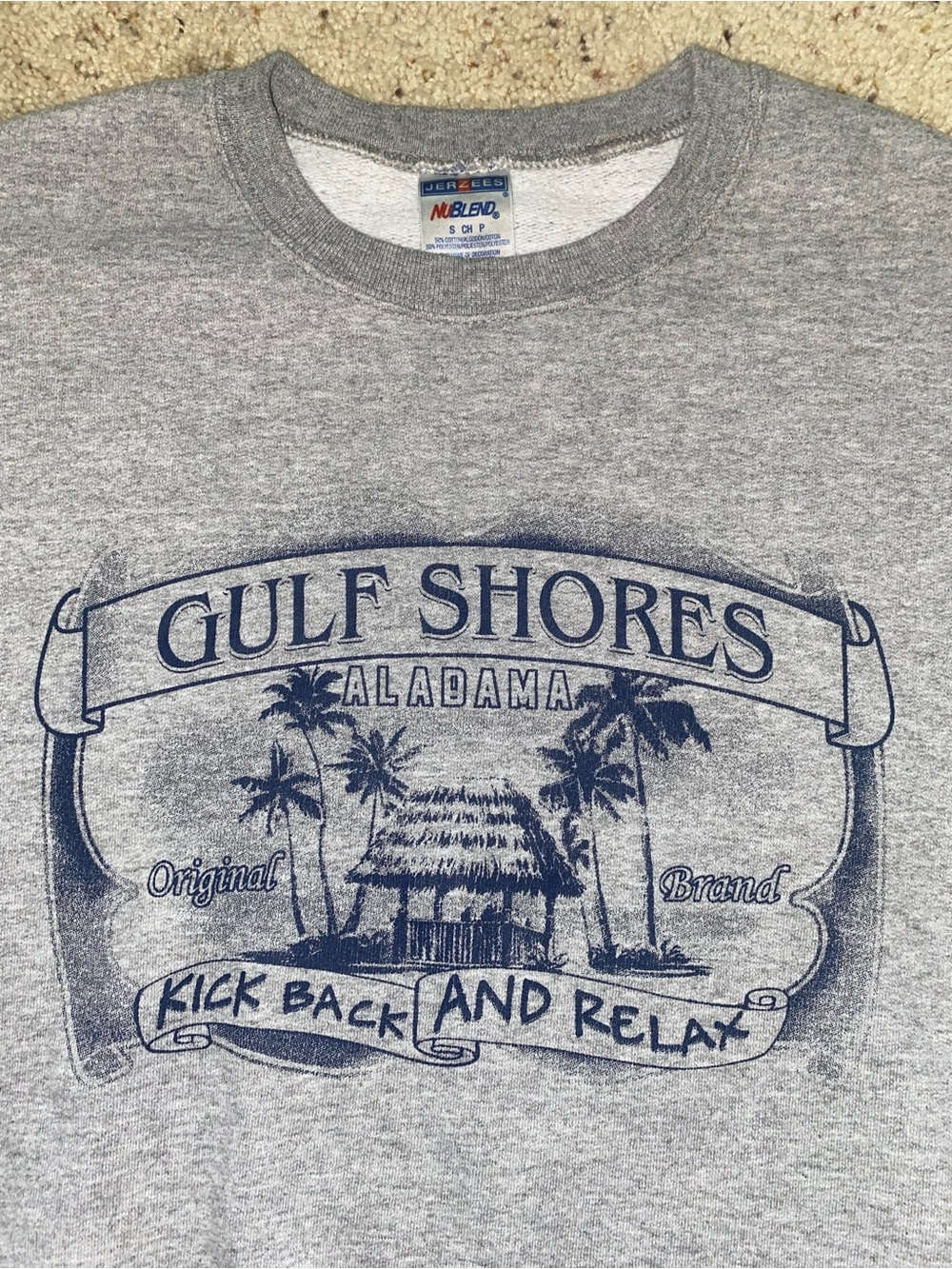 Vintage Distressed Gulf of America Beach Sweatshirt Size Small Alabama Y2K Top